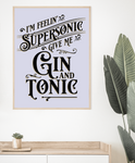 Supersonic Gin and Tonic Art Print Blue