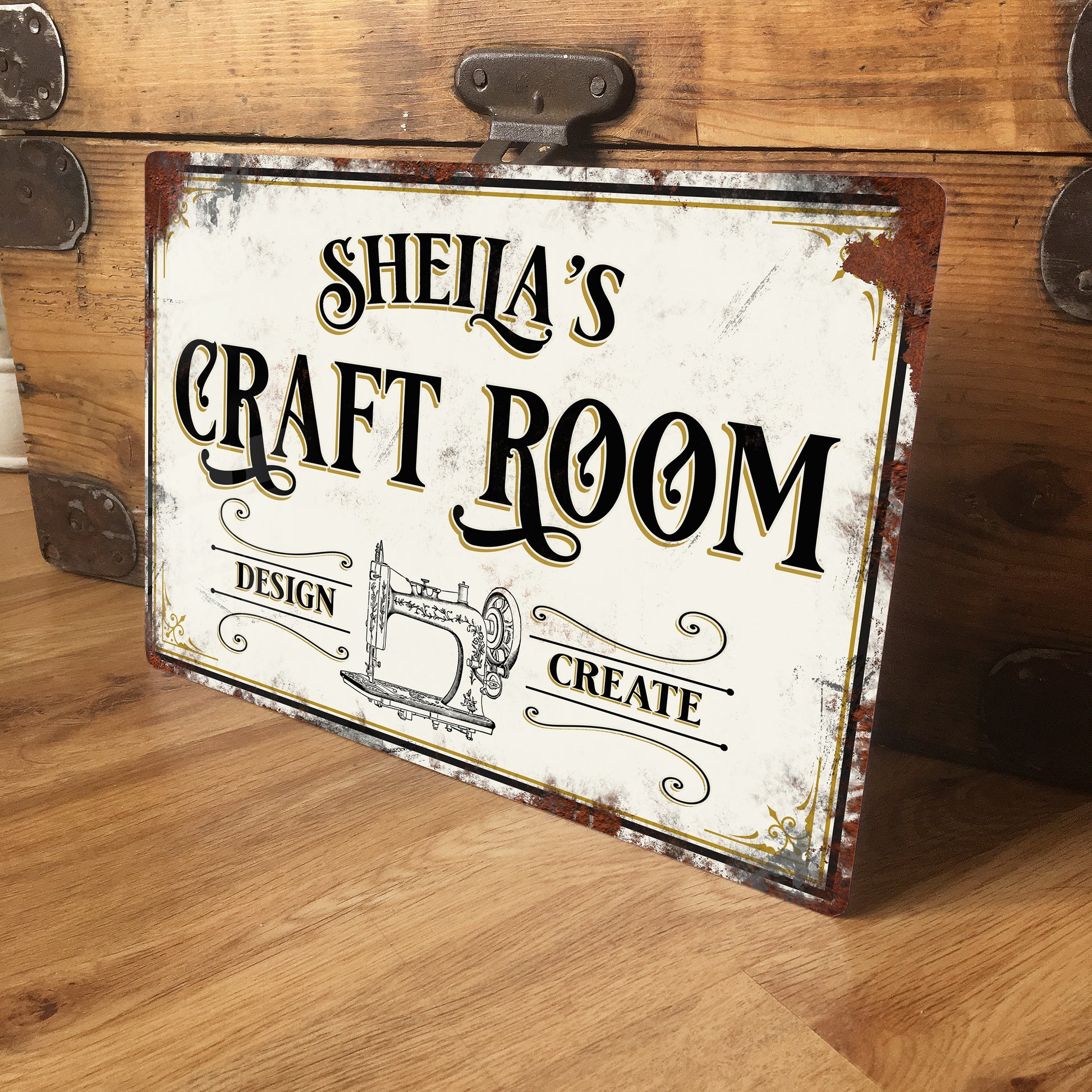 personalised vintage retro craft room metal sign 