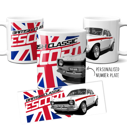 Personalised Ford Escort MK1 Mug Gift British Union Jack