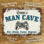 Personalised Man Cave Gamer Metal Sign 200mm x 305mm