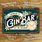 Personalised Gin Bar Home Pub Metal Door Wall Sign Vintage 200x305mm
