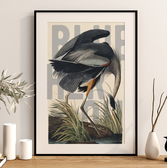 Exotic Bird Wall Art Poster Blue Heron