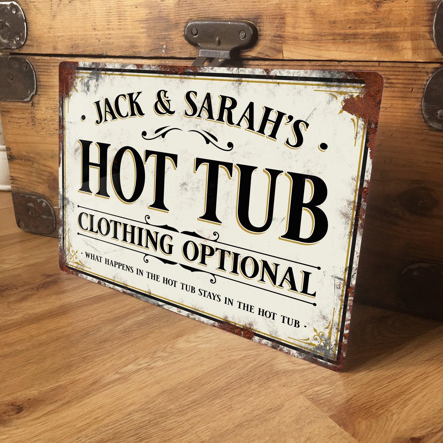 Vintage Retro Hot Tub Metal Sign - Personalised Gift
