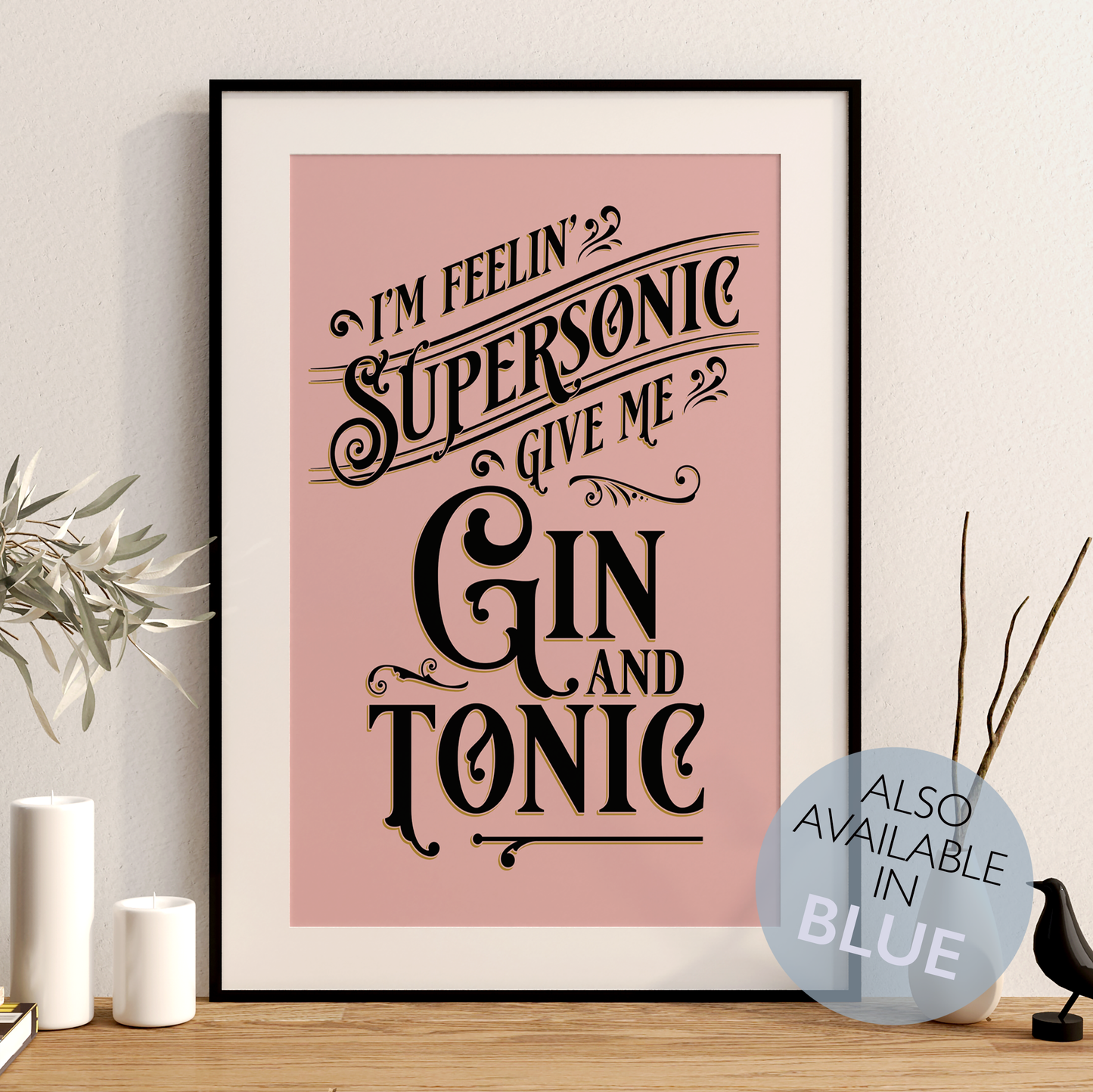 Supersonic Gin and Tonic Art Print Pink