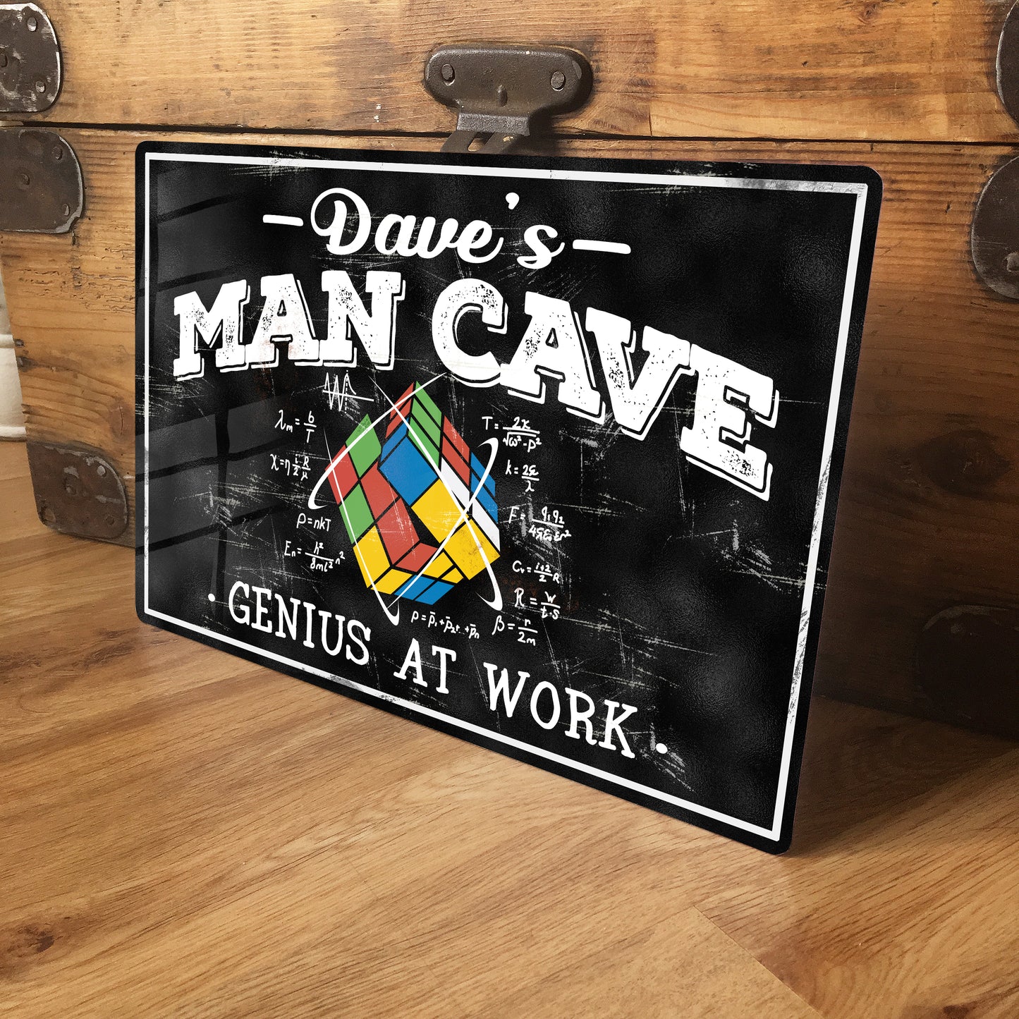 Vintage Retro Man Cave Metal Sign - Rubiks Cube 1980s Genius at work