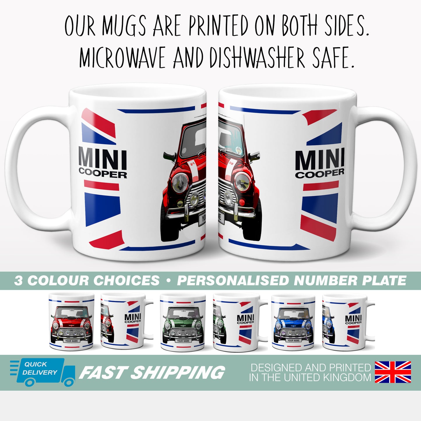 Personalised Mini Cooper Mug Gift Union Jack