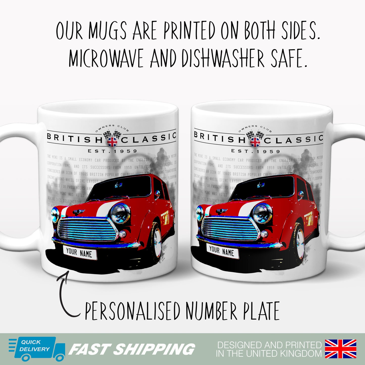 Personalised Mini Cooper Mug Gift British Classic