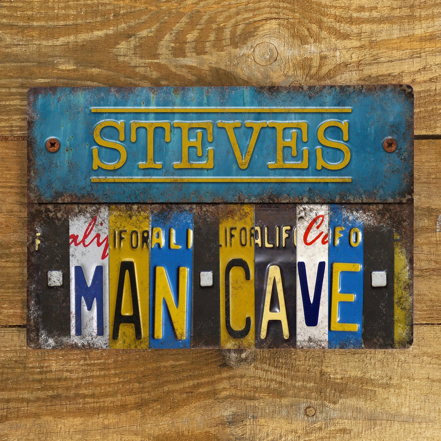 Personalised Man Cave Sign - Metal Number plate 200mm x 305mm