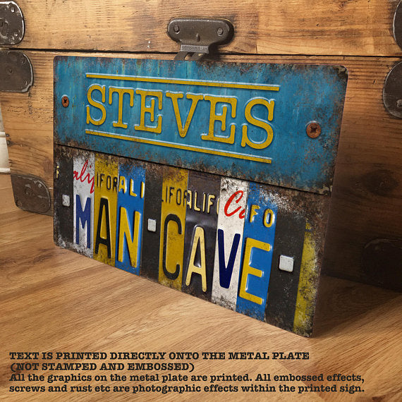 Personalised Vintage Retro Man Cave Metal American License Plate Sign