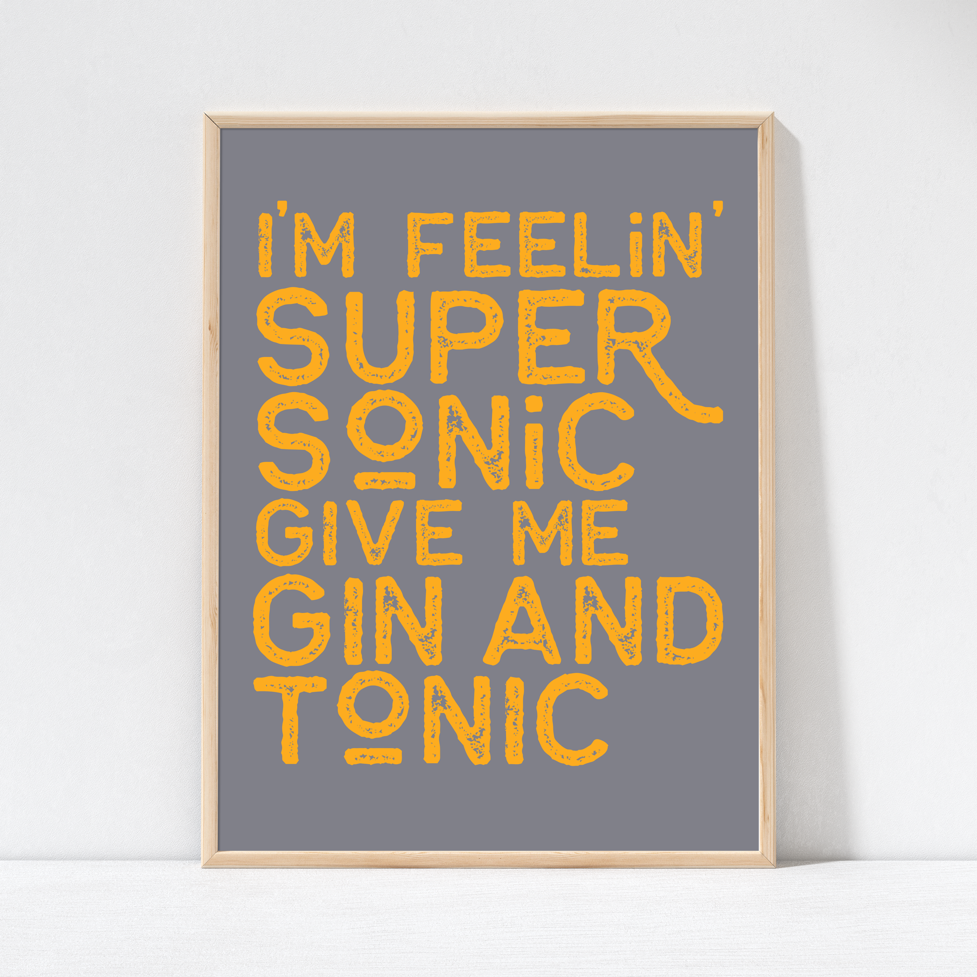 Oasis Supersonic Typographic Wall Art Poster framed on wall