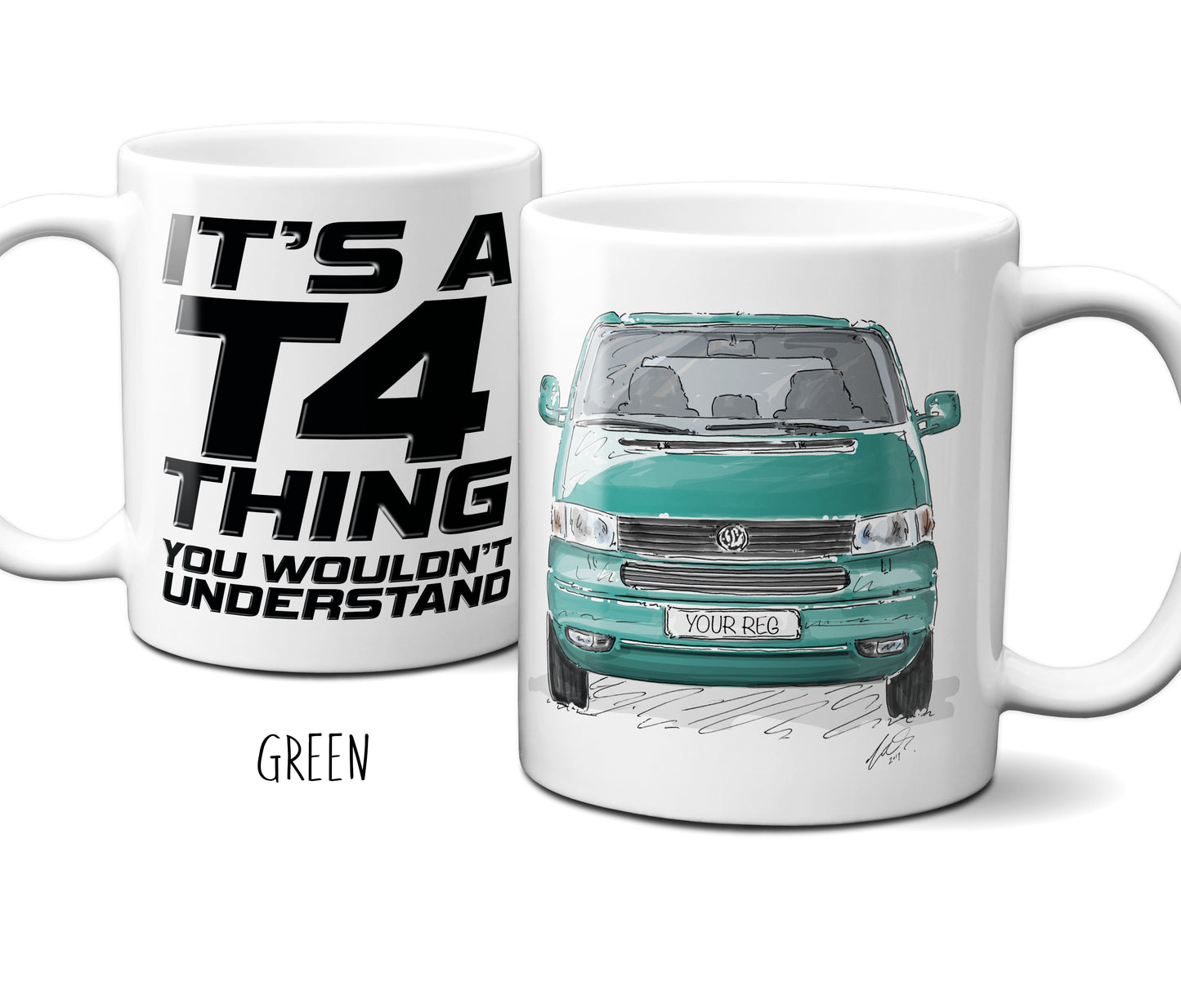 personalised transporter campervan T4 Mug Gift green