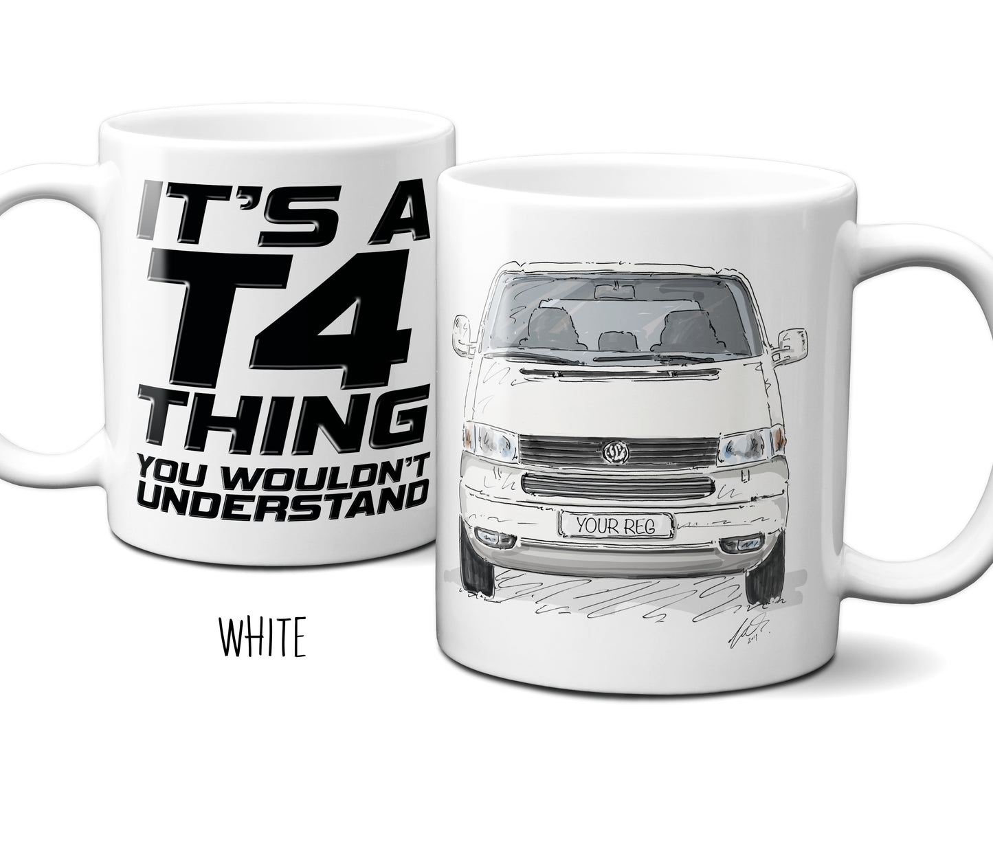personalised transporter campervan T4 Mug Gift white