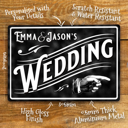 Personalised Wedding Direction Metal Sign