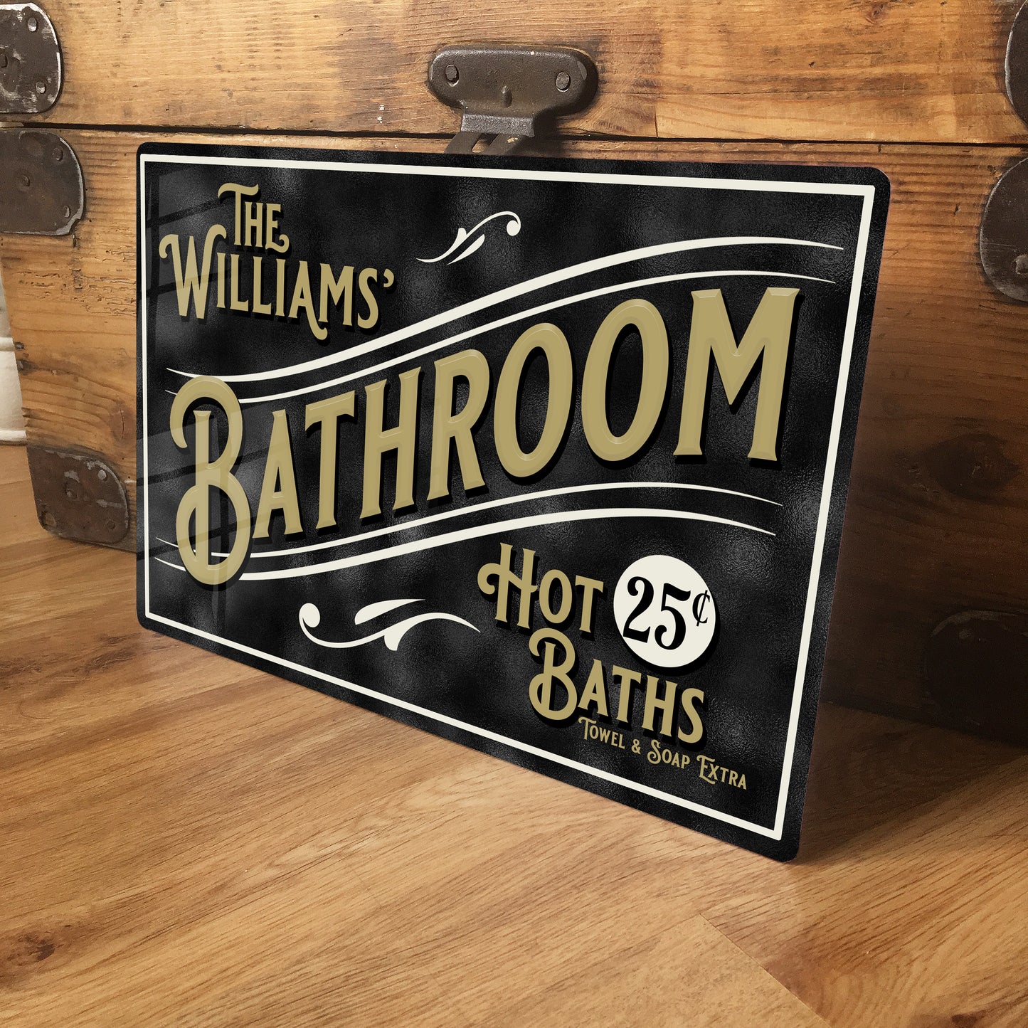 Vintage Retro personalised bathroom metal sign