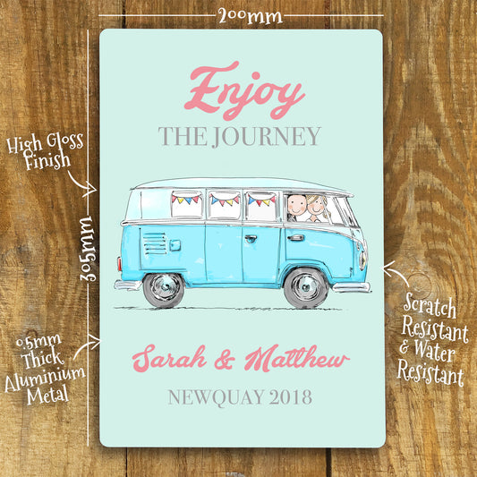 Personalised Camper Van Wedding Metal Sign - Enjoy the Journey details