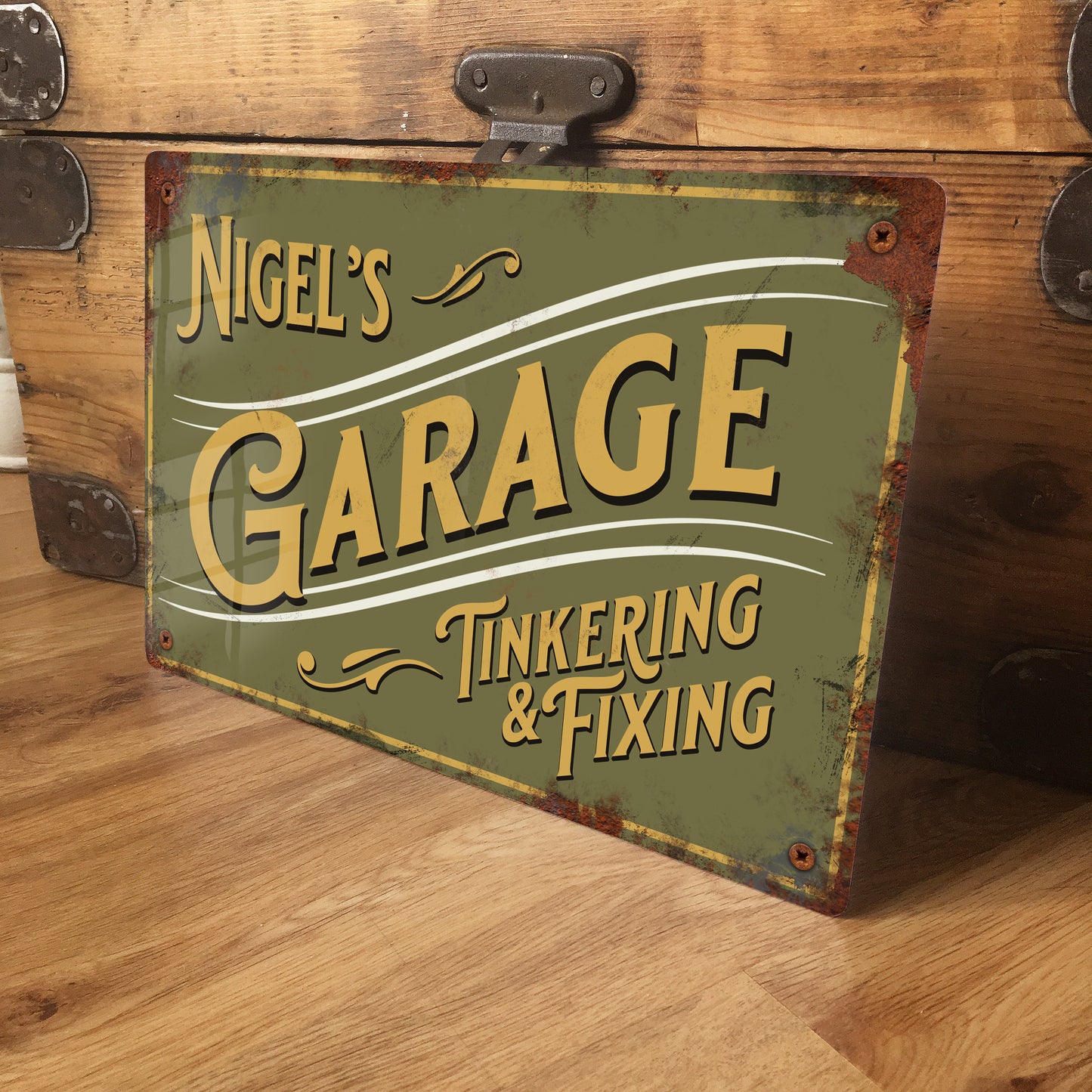 Vintage Retro Personalised Garage Metal Sign