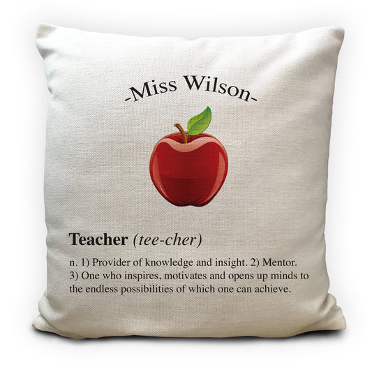 Personalised School Teacher Cushion Cover Red Apple 40cm 16"