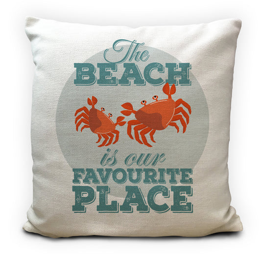 beach theme cushion cover with cartoon crabs