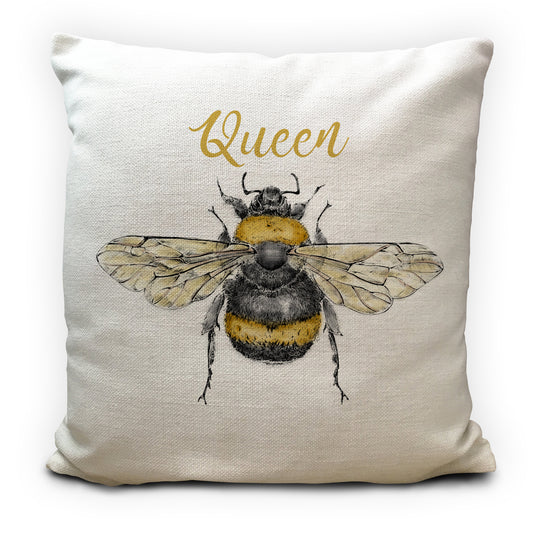 queen bee cushion cover with vintage bee illustration