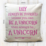 Personalised Unicorn Cushion Cover Childrens Name 16" 40cm