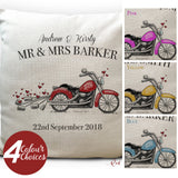 Personalised Motorbike Motor Cycle Wedding Cushion Cover 16"