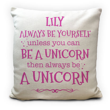 Personalised Unicorn Cushion Cover Childrens Name 16" 40cm