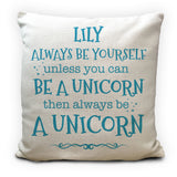 Personalised Unicorn Cushion Cover Childrens Name 16" 40cm