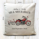 Personalised Motorbike Motor Cycle Wedding Cushion Cover 16"