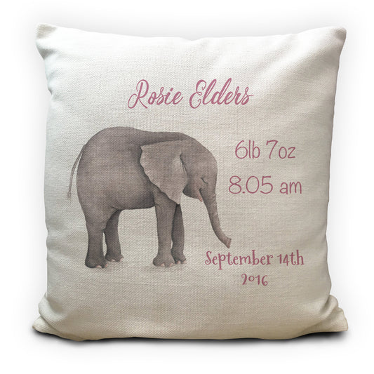 Personalised Baby christening gift elephant cushion cover 