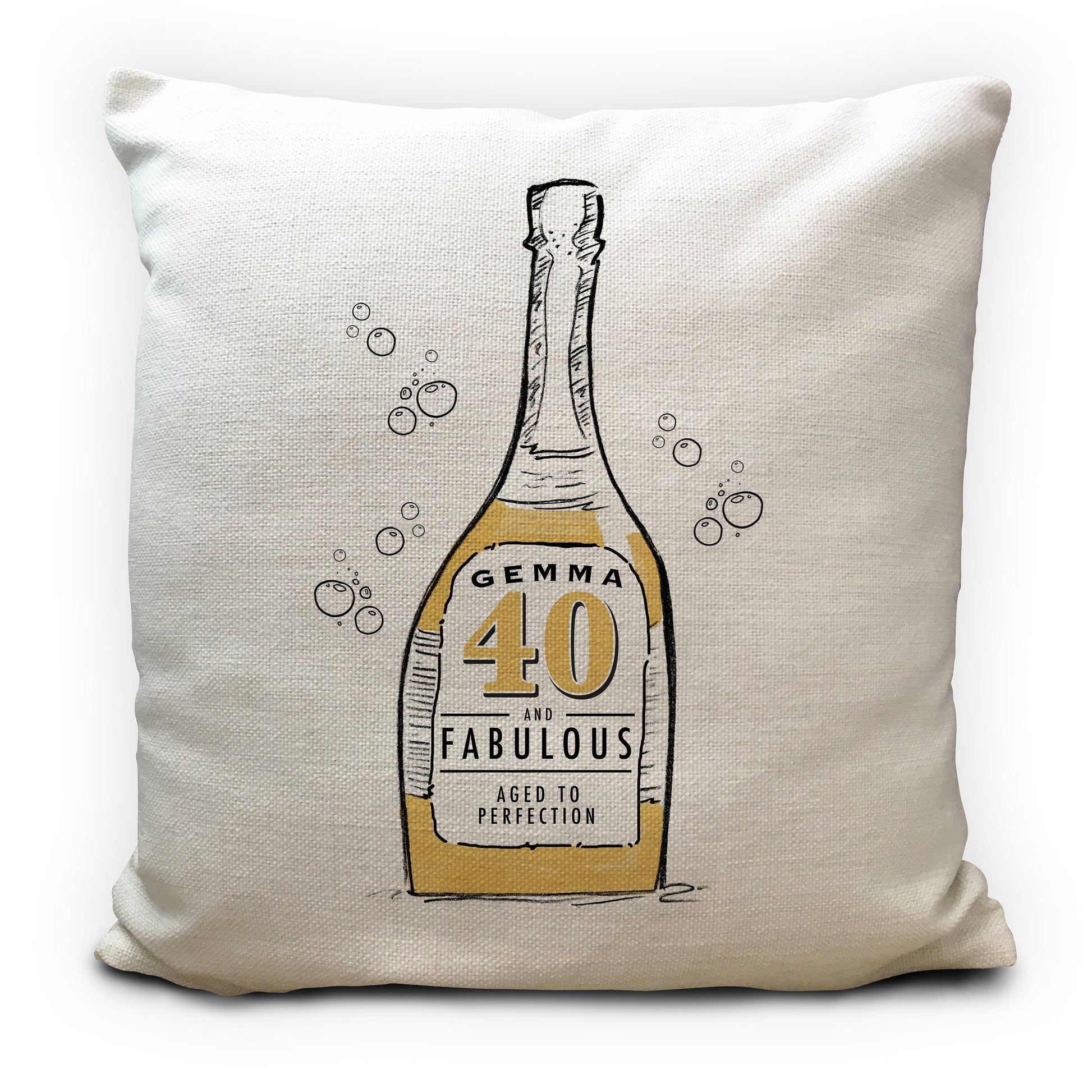 personalised birthday gift champagne bottle cushion cover