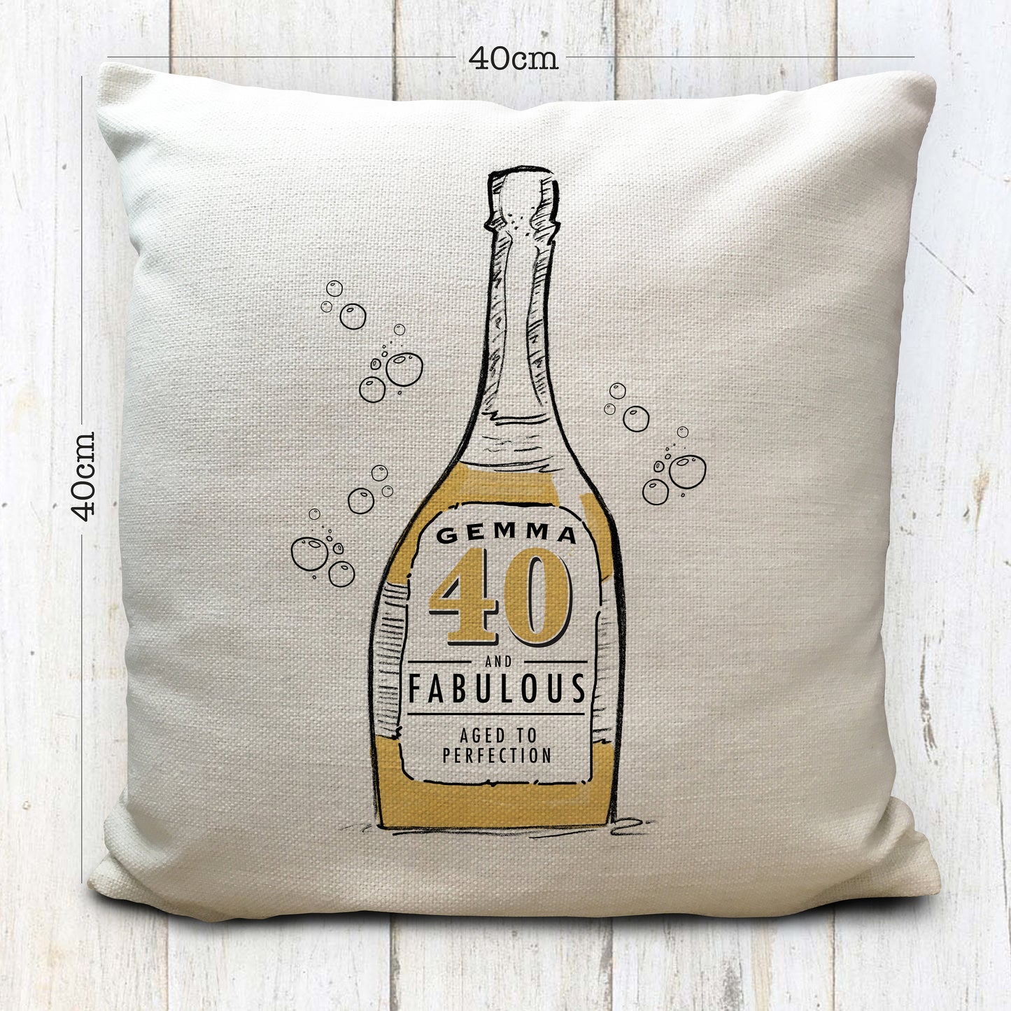 personalised birthday gift champagne bottle cushion cover measurements