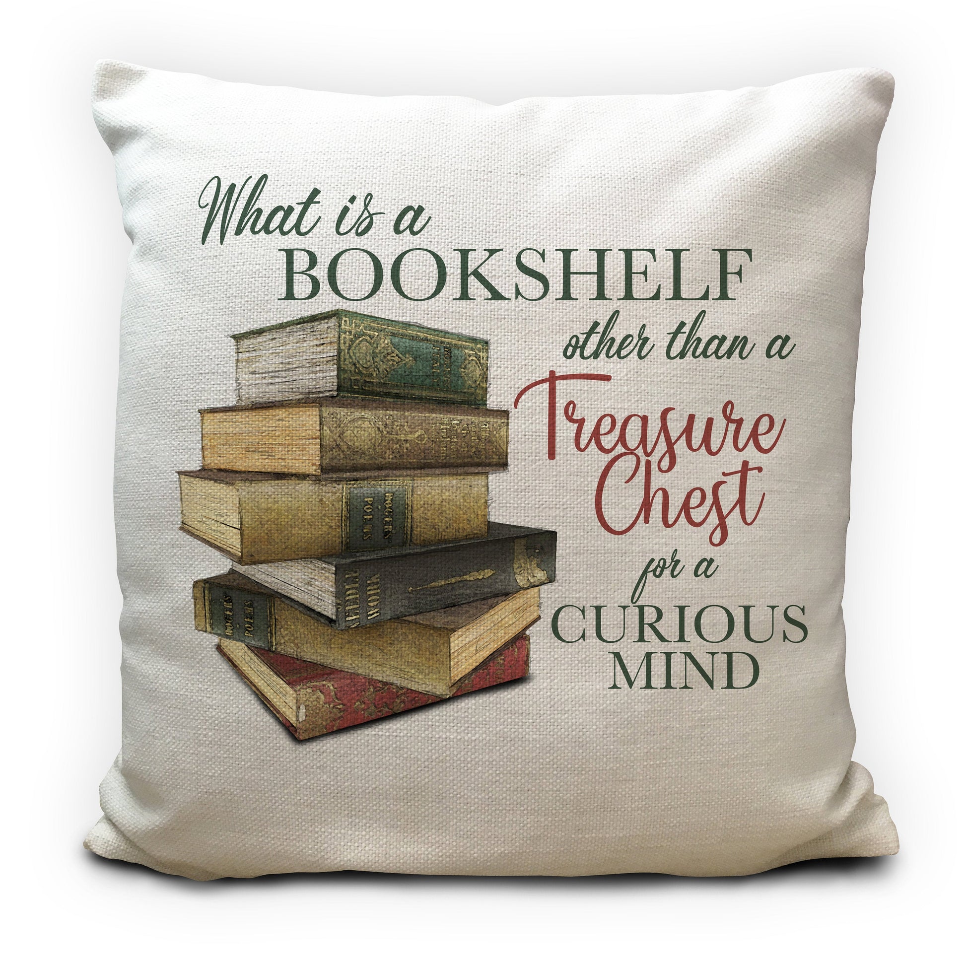 book worm cushion cover with books illustration