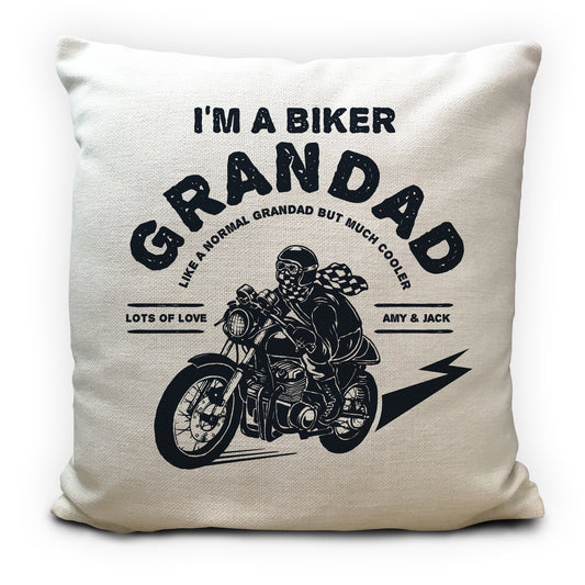 personalised vintage motorbike biker cushion cover fathers day grandad gift