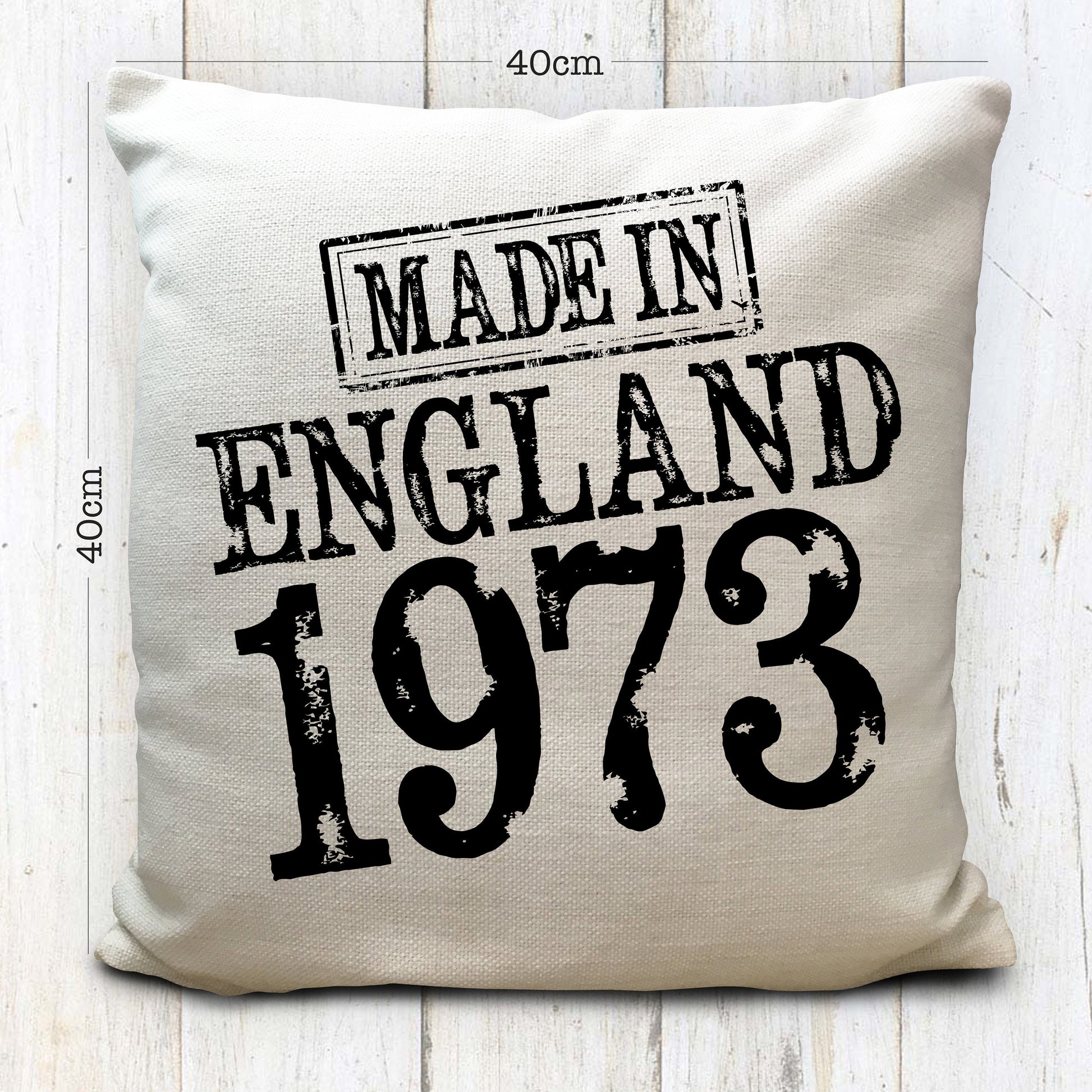 personalised birthday gift cushion cover made in England birth year measurements