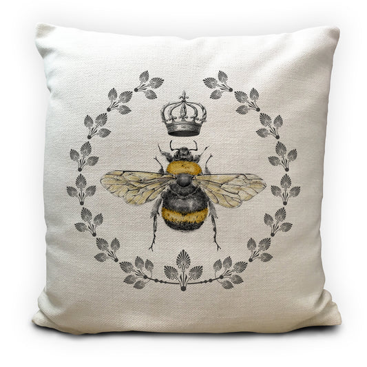 queen bee cushion cover home decor with crown and wreath illustration