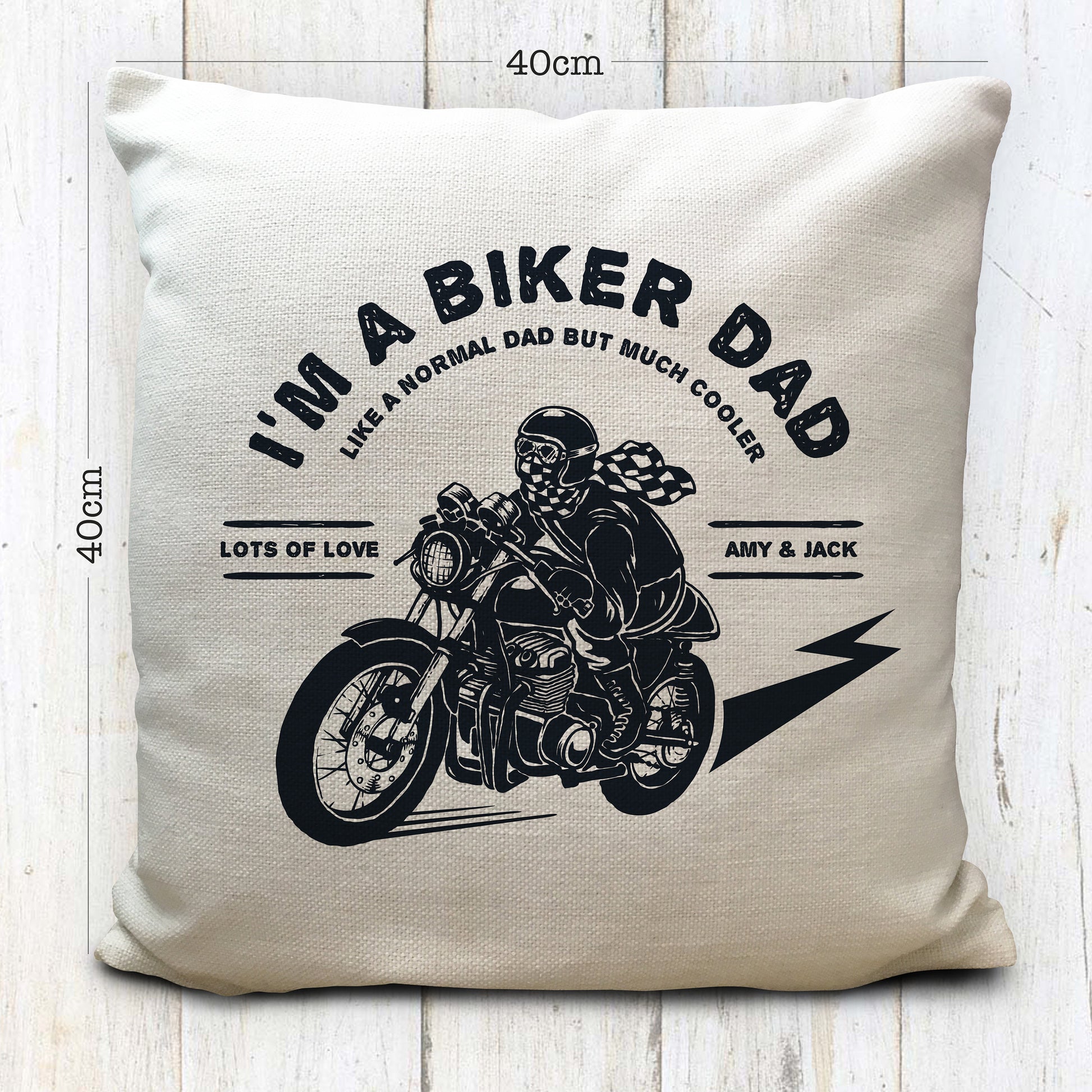 personalised vintage motorbike biker cushion cover fathers day gift measurements
