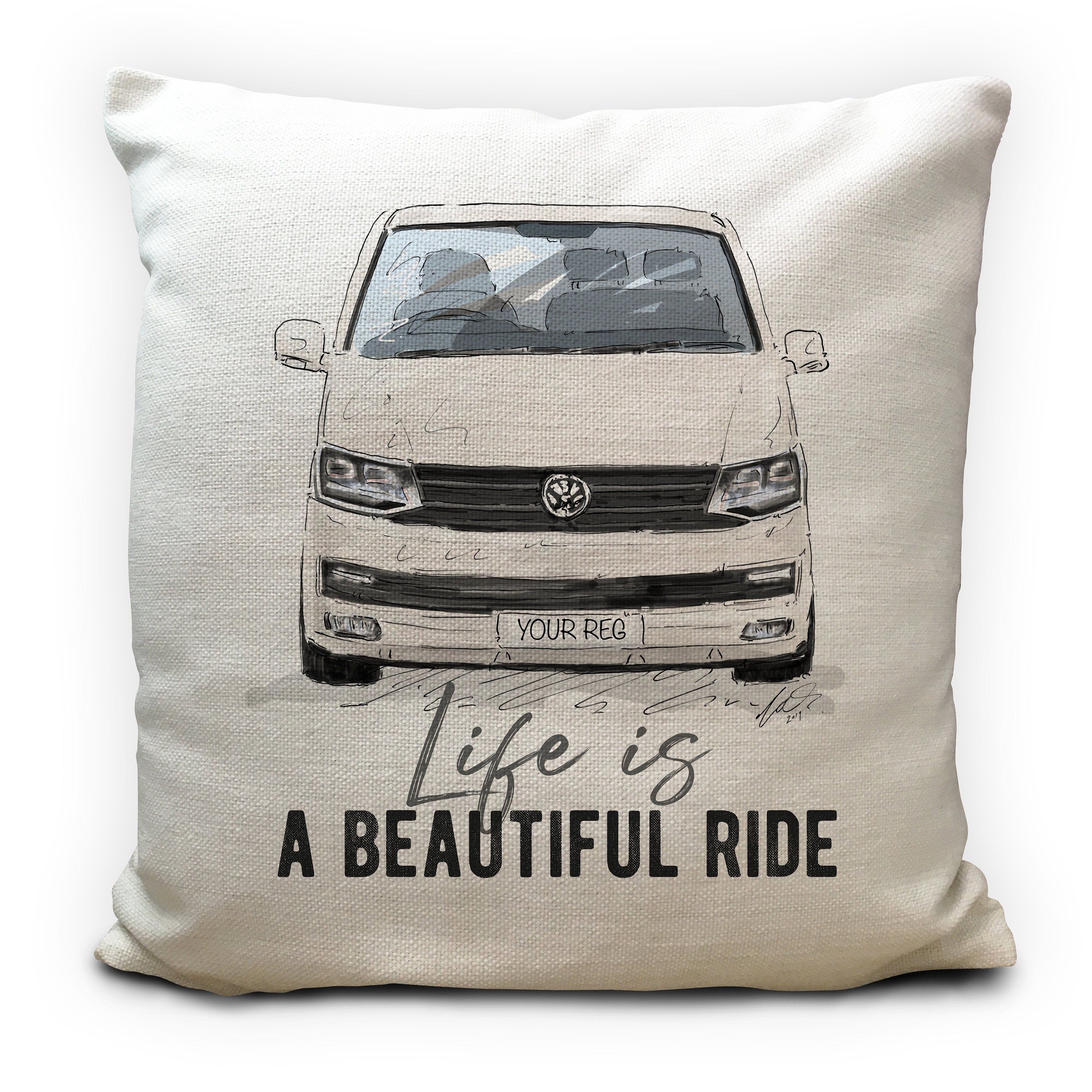 Personalised Camper Van Transporter T6 Cushion Cover Giraffe and Custard Limited