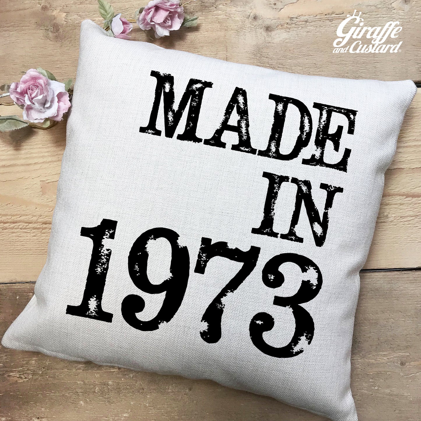 personalised birthday gift cushion cover made in birth year lifestyle picture