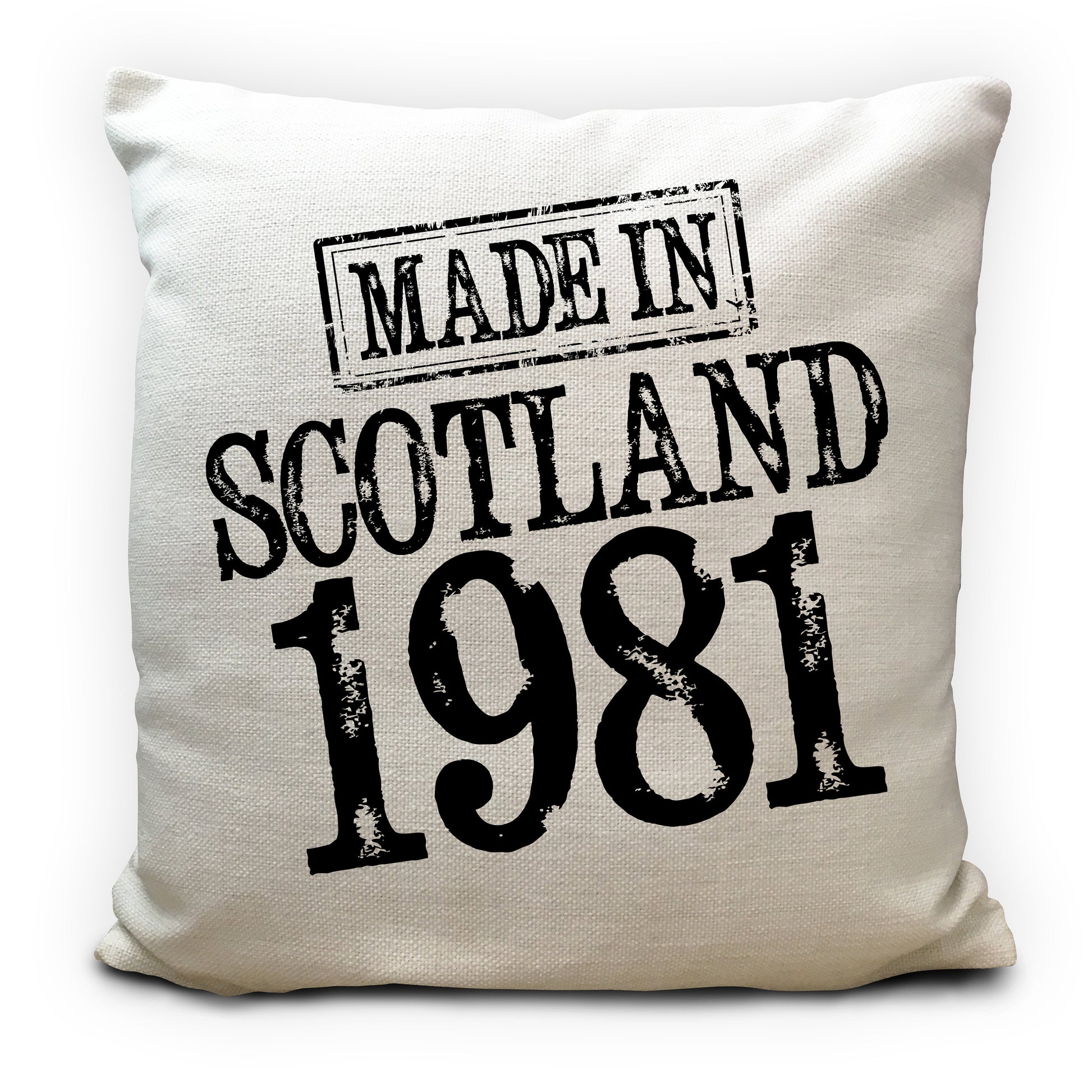 personalised birthday gift cushion cover made in Scotland birth year