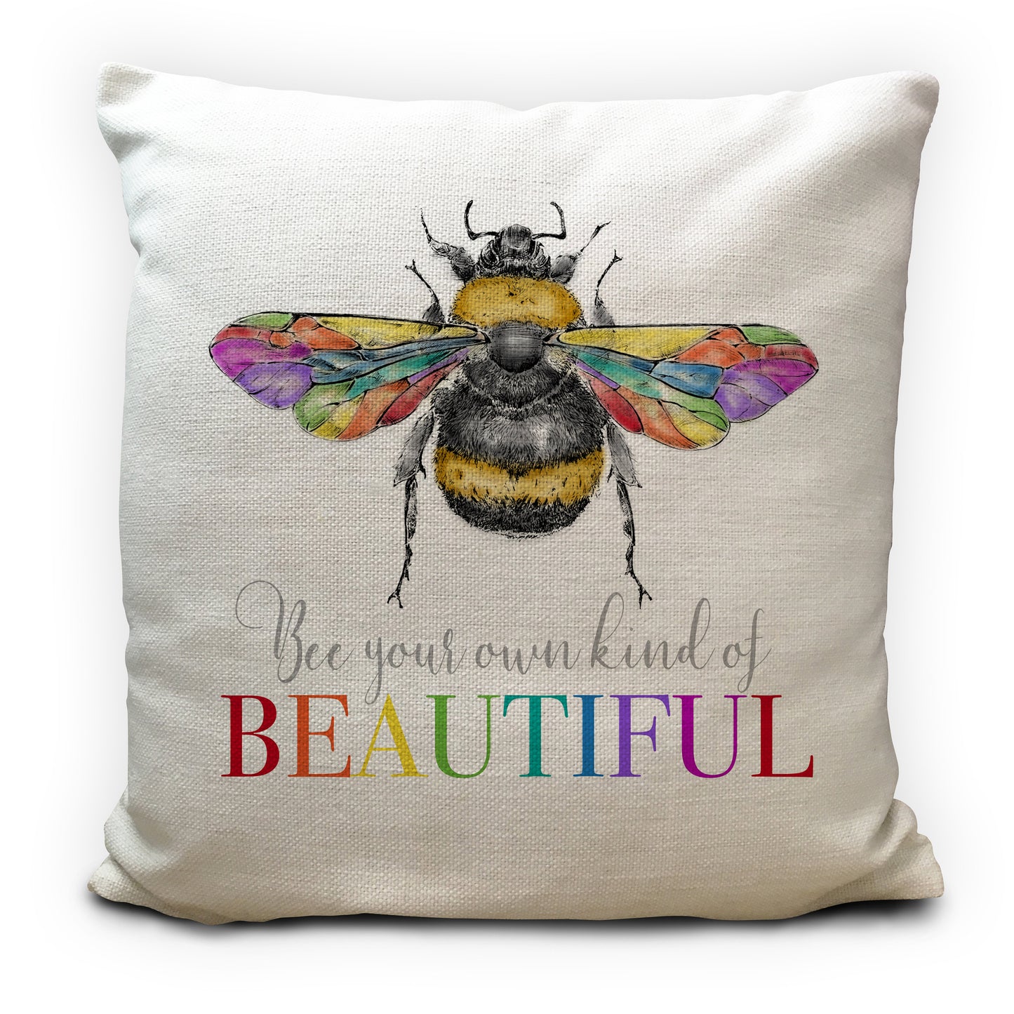 LGBTQ Rainbow Bee Cushion Cover 16"