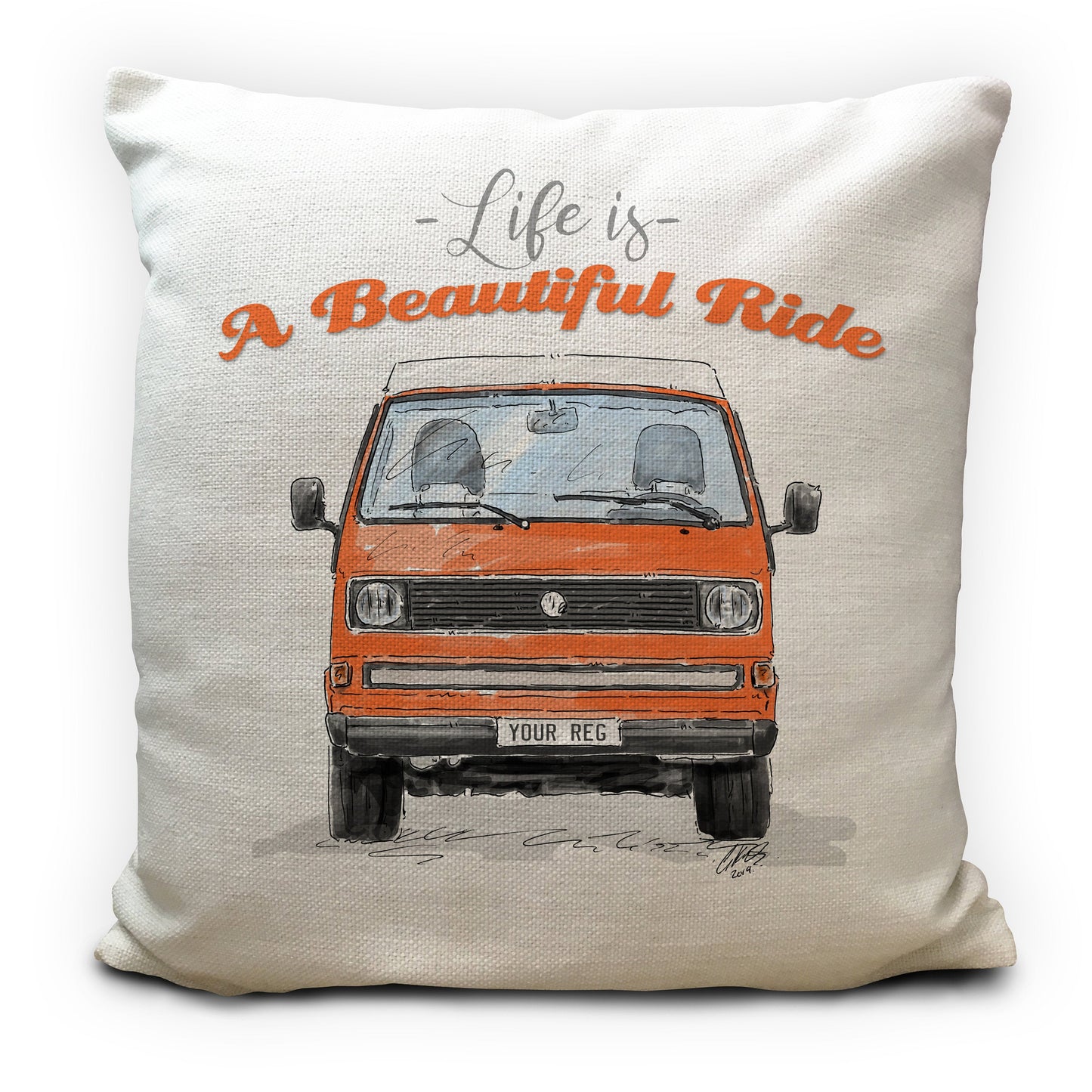 Personalised Retro Campervan Transporter T3 Cushion Cover 16"