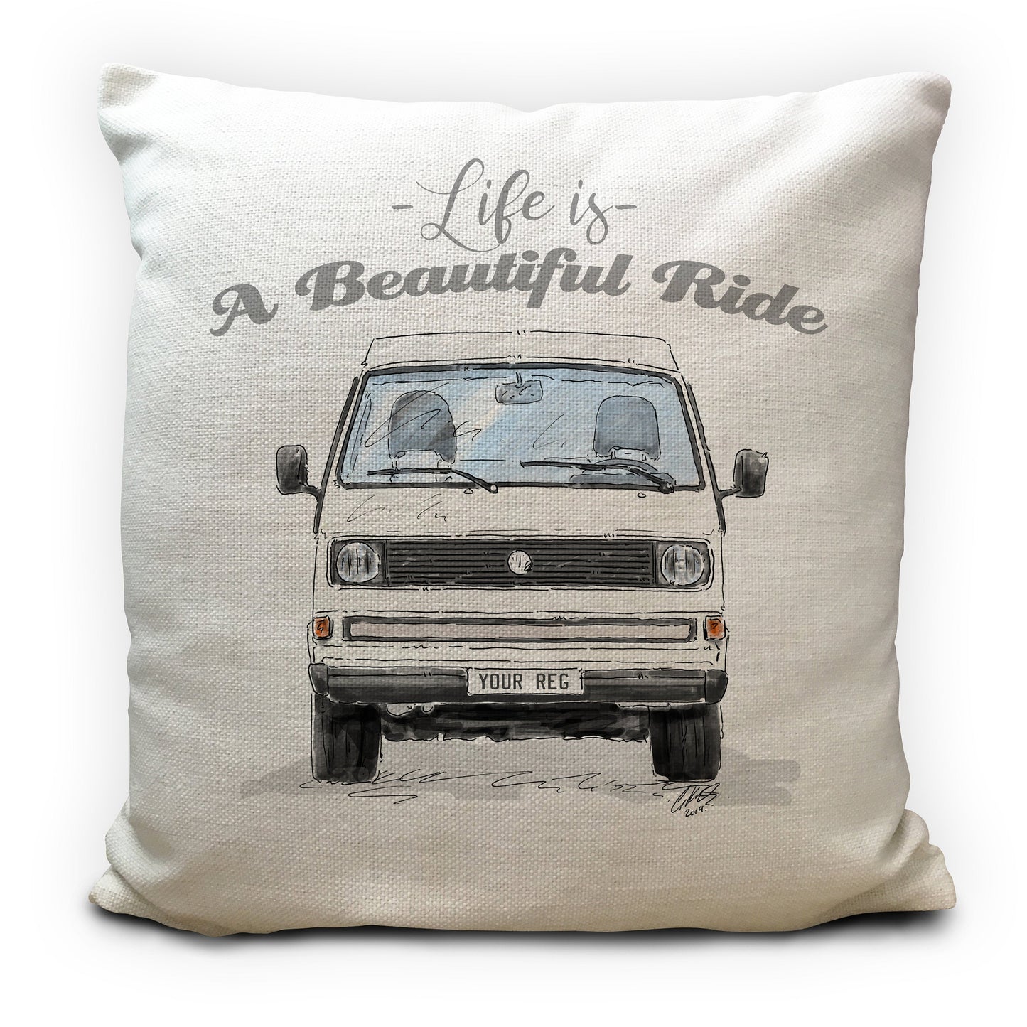 Personalised Retro Campervan Transporter T3 Cushion Cover 16"