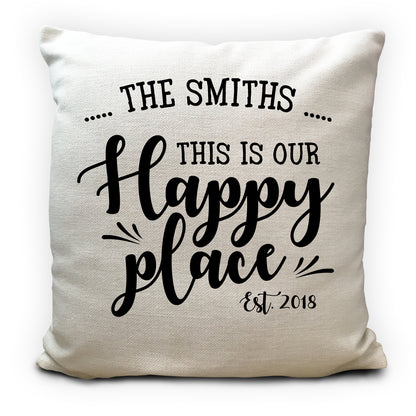 Personalised New Home Happy Place Cushion Cover 16" 40cm