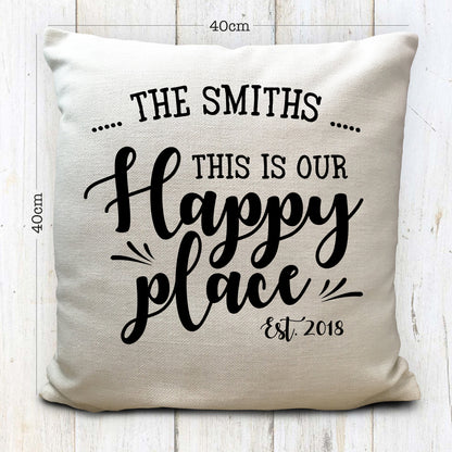 Personalised New Home Happy Place Cushion Cover 16" 40cm