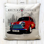 Personalised Mini Cooper British Classic Car Cushion Cover 16" 40cm