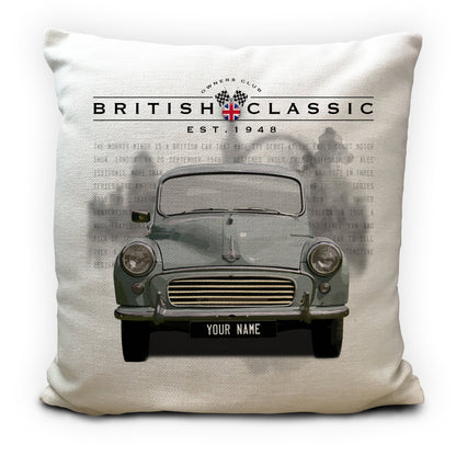 Personalised Morris Minor British Classic Car Cushion Cover 16" 40cm