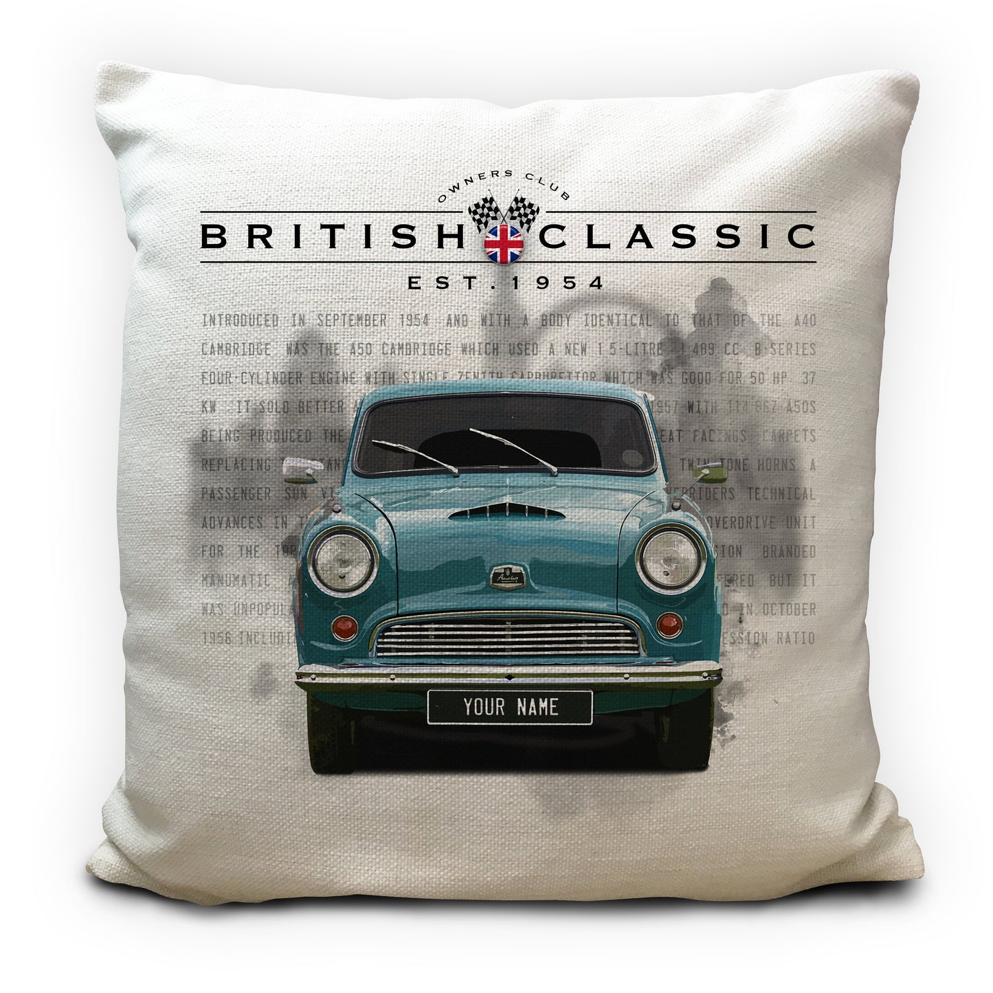 Personalised Austin Cambridge A50 Cushion Cover Gift