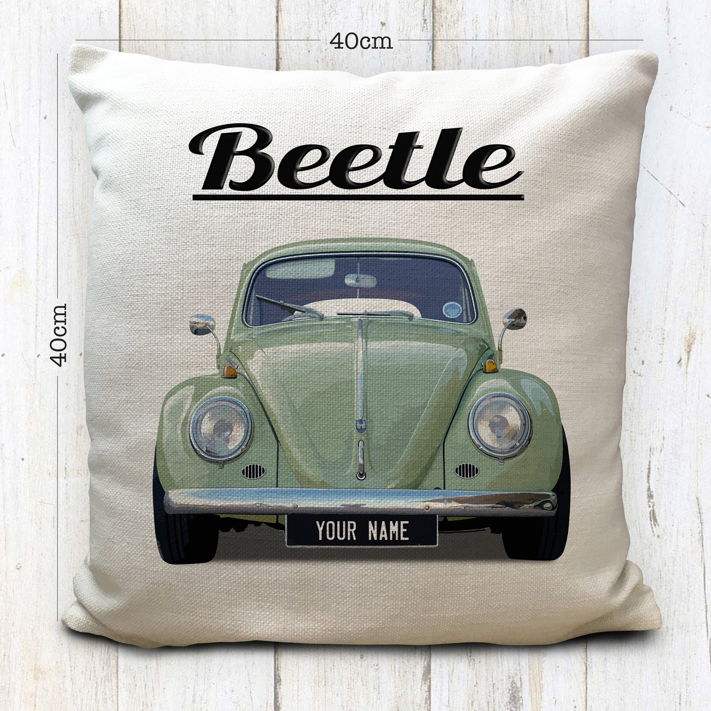 personalised beetle bug cushion cover gift details
