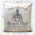 Personalised Octopus Beach Huts Seaside Cushion Cover 16"
