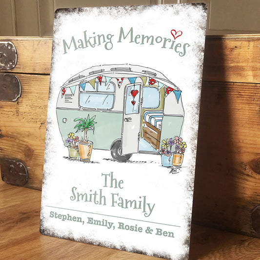 Personalised Caravan Camping Metal Sign - Making Memories Family Holiday Gift